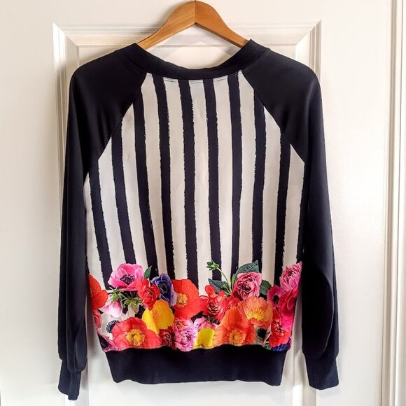 Trina Turk Floral Striped Long-Sleeve Top - Picture 2 of 4